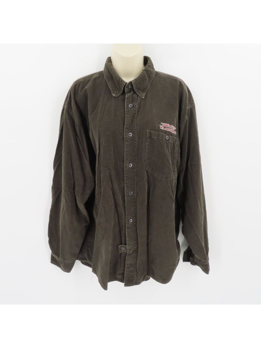 Harley Davidson Mens Large Dark Brown Corduroy Collared Button Front Shirt Top - Picture 10 of 10